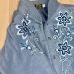 Bob Mackie Fleece Jacket Size 2XL Blue Floral Embroidery Photo 4