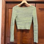 American Eagle  Women's V Neck Ribbed Crop Sweater Cross Wrap Green Sz Small LN Photo 3