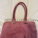 Levenger leather handbag satchel lavender with white piping clean inside EUC Purple Photo 9