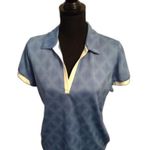 IZOD Blue Short Sleeve  Golf Womens V Neck Polo Print Size Large L Photo 0