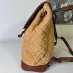 LL Bean Tan Corduroy and Lather Backpack Purse Photo 6