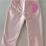 NWT Faux Leather Tight Skinny Pink Iridescent Painted Straight Leg Jeans XXS Size 24 Photo 5