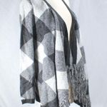 Faded Glory NWT Gray Hue Tone Plaid Open Front Cardigan Sweater Jacket with Tassels Size Med Photo 1