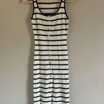 NWT Commense Striped Knit Midi Dress with Front Buttons and Slit Detail XS Old Money Multiple Photo 1