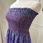 Vintage 80s Purple Strapless Smocked Top Sun Dress S Photo 5