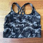 CRZ Yoga Black and Gray Camo Sports Bra with Strappy Back Photo 0