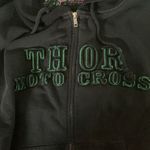 Thor Motocross black hooded zip up sweatshirt woman’s size large Photo 4