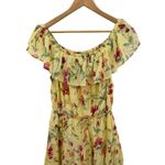 Ralph Lauren Lauren Womens Yellow Floral Crinkled Cotton Dress Elastic Waist 8 Photo 2