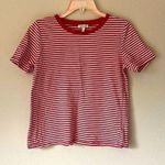 Ella Moss  Red White Striped Crew Neck Tee Shirt small Photo 0