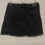 American Eagle  Black Distressed Denim Cut Off Skirt 2 Button Fly Photo 4