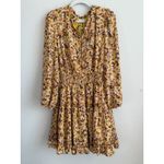 VOY Patricia Women's Tied Ruffle Accent Long Sleeve Swing Mini Dress Size Large Brown Photo 2