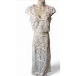 White Lace Maxi Skirt & Crop Top Set, Women's Size L Size L Photo 2