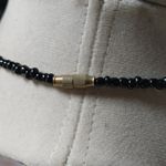 Brown Tan Horn Pendant Necklace Vintage Seed Beaded Strand Barrel Clasp Resin Photo 14