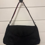 Victoria's Secret Black Suede Shoulder Bag Purse Pink Accent Strap Y2K Grunge Photo 0