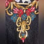 Laurence Kazar VTG  Black Beaded Sequin Design Silk Dress S Photo 9