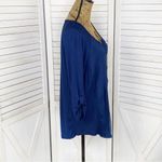 st. john's bay St. John’s Bay Embroidered Scoop V Neck Tunic Shirt Navy Blue Large Photo 3