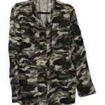 Monoreno  Green Camo Print Jacket Womens S Lace Up Back Oversized Casual Classic Photo 0