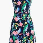 J.Crew  Navy Floral Dress Women’s Size 10 Floral basketweave square-neck dress Photo 0