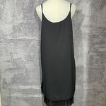 Anna Cai for Francesca’s Women’s Black Fringe Hem Slip Dress Size Large NWT Photo 3