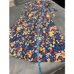 Market & Spruce Blue Sleeveless Floral Pattern V Neck Midi Length Wrap Dress 1X Photo 6