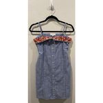 Anthropologie THML Striped Button Down Embroidery Mini Dress Photo 2