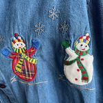 White Stag Vintage  snowman embroidered denim button up size 16W Photo 4