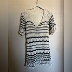 ZARA  Crochet Knit Mini Dress Ruffle Sz‎ Small NWT Striped Black White Photo 3
