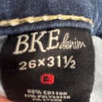 BKE Denim Stella Mid Rise Straight Leg Jeans Women's Size 26R Blue Frayed Hem Photo 4