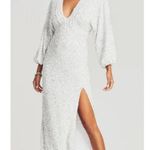RETROFETE Camille Sequin Dress Size XL White NEW Wedding Bride Formal Maxi Slit Photo 3