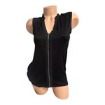 Design History  Womens size small zip-front vest top black sleeveless front zip Photo 3