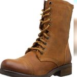 Steve Madden TROOPA 2 Brown Leather Zip Combat Boots Womens Size 8.5 Distressed Photo 0