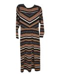 Anthropologie Maeve Black Knit Motif Wrap Midi Dress Brown Black Size M Photo 7