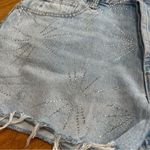 ZARA Rhinestone Fireworks Blue Denim Ripped Jean Shorts Sz 40/ US 8 Photo 4