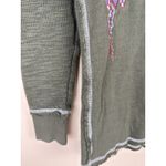 Paparazzi Women's Size M Green Floral Embroidered Top Long Sleeve Stretch Boho Photo 2