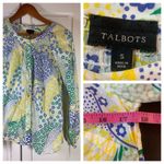 Talbots  Shirt‎ Women Small Paisley Smocking Yellow Peasant Button Crochet Boho Photo 1