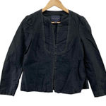 Banana Republic  Jacket Womens 4 Petite Black Cotton Linen Blend Button Front Photo 0