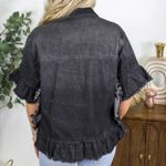 Hayden  Black Ruffle Denim Jacket Photo 8