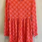 BP Orange Pink Plaid Dress Size Small Long Sleeve NWT Pleated Womens New N4 Photo 0