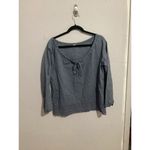 J.Crew  Blue Chambray Scoop Neck Top with Eyelet Detail- size 4 Photo 3