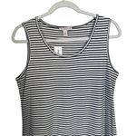 Dress Barn Womens Sz M Petite White Navy Stripe Lace Trim Tank Top Asymmetrical Photo 1