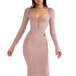 House Of CB  Ophelia Midi Dress in‎ Blush Size Small NWT Photo 4