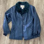 BB Dakota vintage faux leather fur collar jacket navy blue small Photo 0