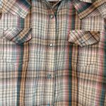 Wrangler Womens Top VTG Plaid Pearl Snap Long Sleeve Pink Tan Blue Small Photo 5