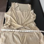 Saga summer jumpsuit, silk/viscose blend, faux wrap oatmeal color, pull up, S Tan Photo 10