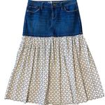 VNTG BULLHEAD DENIM Y2K Midi Skirt with Plaid & Hearts Blue Size 10 Photo 0