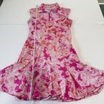 IBKUL Pink Paisley 1/4 Zip Flounce Hem Sleeveless Polo Dress Size XS Pockets Photo 7