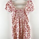 Urban Outfitters Britney Hook & Eye Puff Short Sleeve Mini Dress White Red Small Photo 5