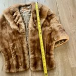 Luxury Mink Fur Pocket Wrap Shrug Shawl Stole Cape Mobwife Coat, Party, Wedding Tan Photo 5