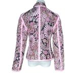 Silkland Womens Jacket 100% Silk Paisley Blazer Boho Floral Pink Lined Size S Photo 3