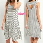 Gap Sleeveless Open-Back Handkerchief Dress Striped Cut-Out Asymmetric Ribbed XS Photo 1